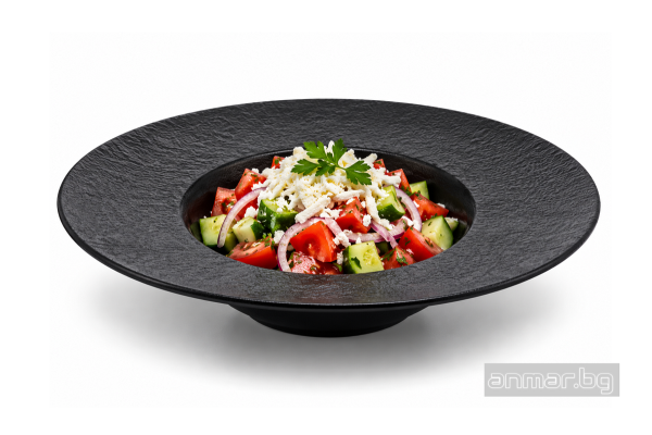 Черна порцеланова чиния за паста с широк борд, 28 см, цена 6,95 €